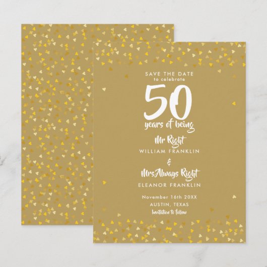 50e gouden jubileum meneer mevrouw goed Save the D Aankondigingskaart (Voorkant / Achterkant)