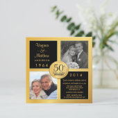 50e gouden jubileum met foto's uit het verleden en kaart (Staand voorkant)