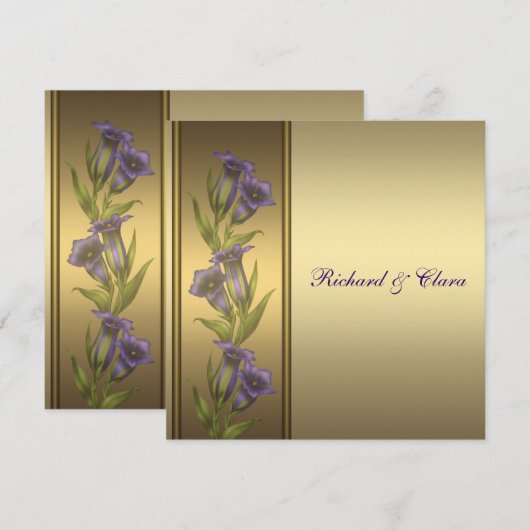 50e Gouden Jubileum Paarse Viooltjes Kaart (Voorkant / Achterkant)