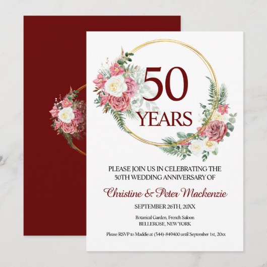 50e gouden Jubileum Rozen Kaart (Voorkant / Achterkant)