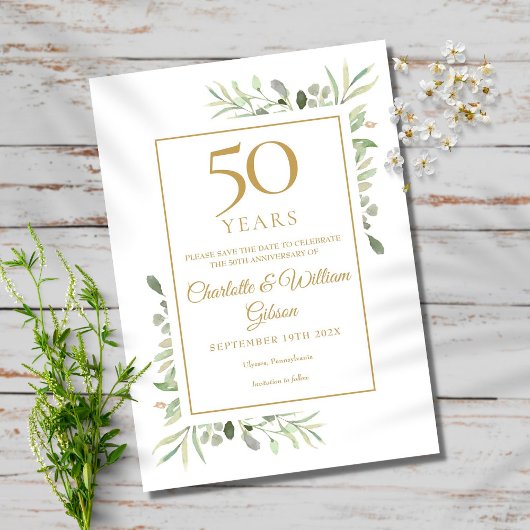 50e gouden jubileum Save the Date groen