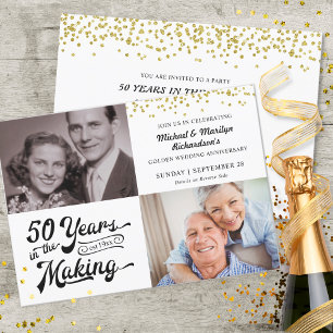 50e Gouden Jubileum Then & Now Foto's Confetti Kaart