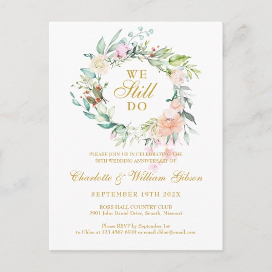 50e gouden jubileum We hernieuwen nog steeds onze  Uitnodiging Briefkaart (Voorkant)