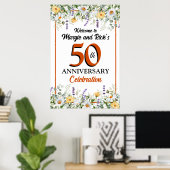 50e gouden jubileum welkomstbord, wilde bloemen poster (Thuiskantoor)