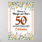 50e gouden jubileum welkomstbord, wilde bloemen poster (Voorkant)