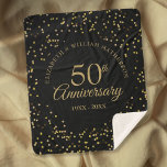 50e gouden Jubileum zwart en goud Sherpa Deken<br><div class="desc">Geef je een persoonlijk tintje met je speciale gouden verjaardagsdetails van 50 jaar in chic gold typografie en delicaat gouden stof confetti. Ontworpen door: Thisnotme©</div>