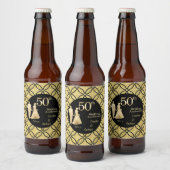 50e gouden paar bruiloft Jubileum glitter Bier Etiket (Flessen)