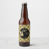 50e gouden paar bruiloft Jubileum glitter Bier Etiket (Voorkant)