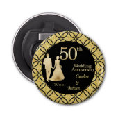 50e gouden paar bruiloft Jubileum glitter Button Flesopener (Voorkant)