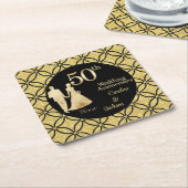 50e gouden paar bruiloft Jubileum glitter Kartonnen Onderzetters (Schuin)