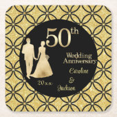 50e gouden paar bruiloft Jubileum glitter Kartonnen Onderzetters (Voorkant)
