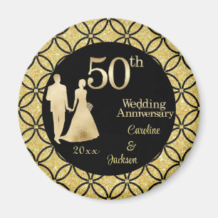 50e gouden paar bruiloft Jubileum glitter Magneet