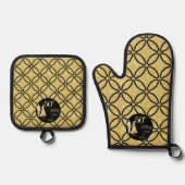 50e gouden paar bruiloft Jubileum glitter Ovenwant & Pannenlap Set (Voorkant)