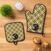 50e gouden paar bruiloft Jubileum glitter Ovenwant & Pannenlap Set (Top down)