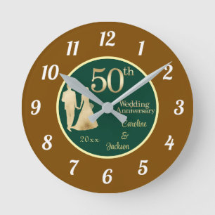 50e gouden paar bruiloft Jubileum glitter Ronde Klok