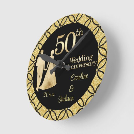 50e gouden paar bruiloft Jubileum glitter Ronde Klok (Hoek)