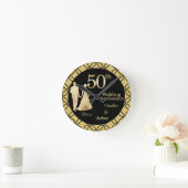 50e gouden paar bruiloft Jubileum glitter Ronde Klok (Huis)