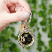 50e gouden paar bruiloft Jubileum glitter Sleutelhanger (Hand)
