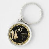 50e gouden paar bruiloft Jubileum glitter Sleutelhanger (Voorkant)