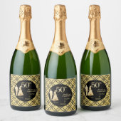 50e gouden paar bruiloft Jubileum glitter Sparkling Wijnetiket (Flessen)