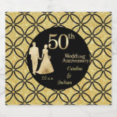 50e gouden paar bruiloft Jubileum glitter Sparkling Wijnetiket (Enkel label)