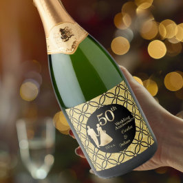 50e gouden paar bruiloft Jubileum glitter Sparkling Wijnetiket