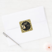50e gouden paar bruiloft Jubileum glitter Vierkante Sticker (Envelop)