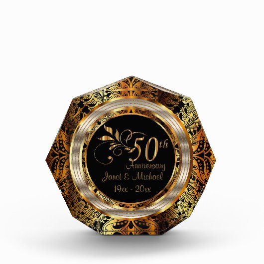 50e gouden Paisley bruiloft Jubileum Fotoblokken (Voorkant)