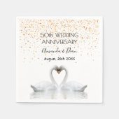 50e gouden trouwdag blanke zwanen houden van liefd servet (Voorkant)