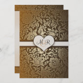 50e gouden trouwdag damask uitnodigingen (Voorkant / Achterkant)