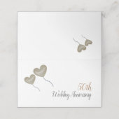 50e gouden trouwdag hartballonnen plaatskaartje (Buitenkant ongevouwen)