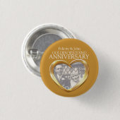 50e gouden trouwdag hartje foto badge ronde button 3,2 cm (Voorkant /achterkant)