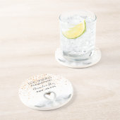 50e gouden trouwdag met witte zwanen zandsteen onderzetter (Zijkant)