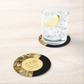 50e gouden trouwdag ronde kartonnen onderzetter (Insitu)