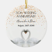 50e gouden trouwdag witte zwanen keramisch ornament (Voorkant)