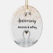 50e gouden trouwdag witte zwanen keramisch ornament (Rechts)