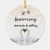 50e gouden trouwdag witte zwanen keramisch ornament (Voorkant)