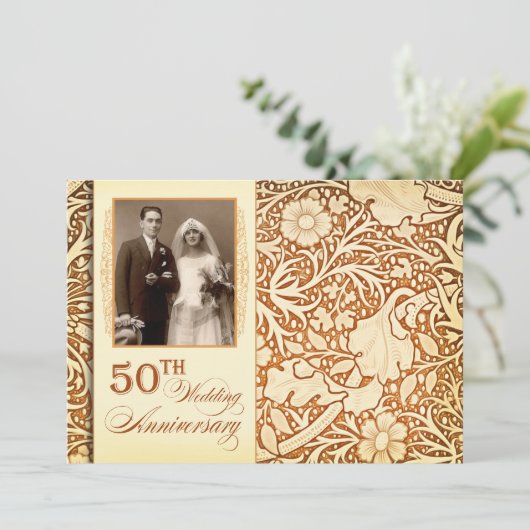 50e gouden verjaardag Uitnodigingen met foto (Staand voorkant)