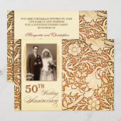 50e gouden verjaardag Uitnodigingen met foto (Voorkant / Achterkant)