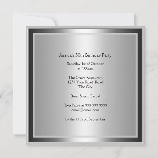 50e gouden verjaardagsfeest uitnodiging (Achterkant)