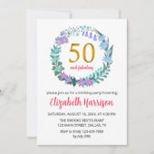 50e Gouden Verjaardagsfeestje Bloemkrans Bluebells Kaart (Voorkant)