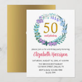 50e Gouden Verjaardagsfeestje Bloemkrans Bluebells Kaart (Voorkant / Achterkant)