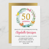 50e Gouden Verjaardagsfeestje Bloemkrans Vlinder Kaart (Voorkant / Achterkant)