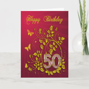 50e gouden vlinder van de geboorte kaart
