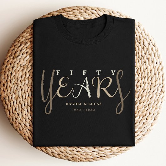 50e gouden zwart bruiloft Jubileum cadeau T-shirt