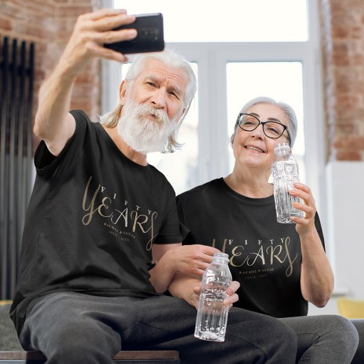 50e gouden zwart bruiloft Jubileum cadeau T-shirt