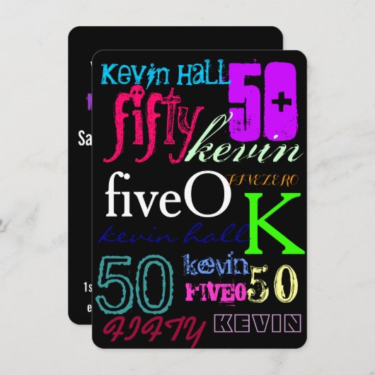 50e graffiti op zwart kaart (Voorkant / Achterkant)