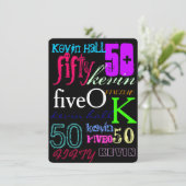 50e graffiti op zwart kaart (Staand voorkant)