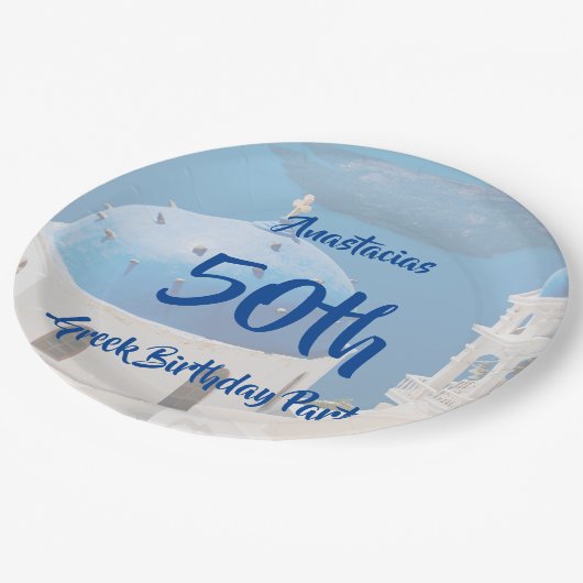50e Griekse verjaardag gepersonaliseerd Papieren Bordje (Gekanteld)