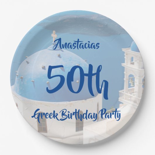 50e Griekse verjaardag gepersonaliseerd Papieren Bordje (Voorkant)